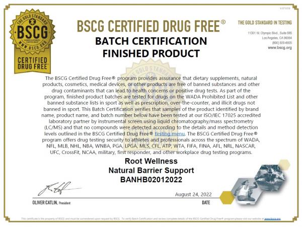 Natural Barrier Support Zertifikat